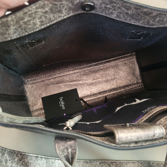 Botkier Black Tribeca gunmetal open satchel purse - Picture 7 of 8